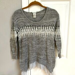 American Rag gray layered sweater. 3/4 length sleeves